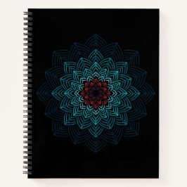 Aqua en Rode Bloem Mandala Notitieboek