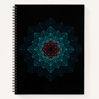 Aqua en Rode Bloem Mandala Notitieboek