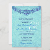 Aqua en Royal Blue Monogram Wedding H346 Kaart (Voorkant)