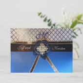 Aqua en Royal Blue Wedding Invitations Kaart (Staand voorkant)