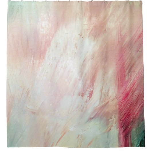 Aqua en Roze Borstelslag Abstract Douchegordijn (Voorkant)