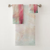 Aqua en Roze Borstelslag Abstracte Badhanddoek Set Bad Handdoek (Insitu)