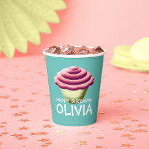 Aqua En Roze Cupcake Meisje Verjaardag