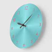 Aqua en roze > gewone wandklok grote klok (Hoek)