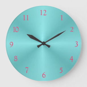 Aqua en roze > gewone wandklok grote klok