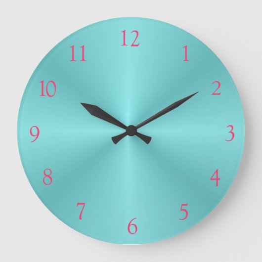 Aqua en roze > gewone wandklok grote klok (Voorkant)
