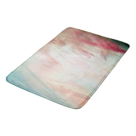 Aqua en Roze penseel Slag Abstracte Bath Mat (Gekanteld)