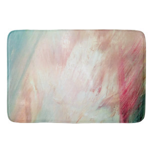 Aqua en Roze penseel Slag Abstracte Bath Mat