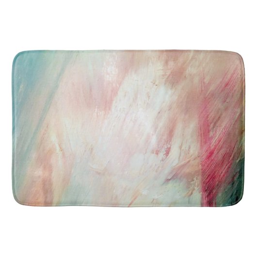 Aqua en Roze penseel Slag Abstracte Bath Mat (Voorkant)