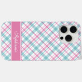 Aqua en Roze Plaid Patroon Case-Mate iPhone Case (Achterkant (horizontaal))