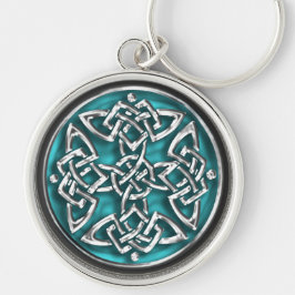 Aqua en Silver Celtic Knot Sleutelhanger