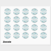Aqua en Silver Floral 1,5" Sticker (Vel)