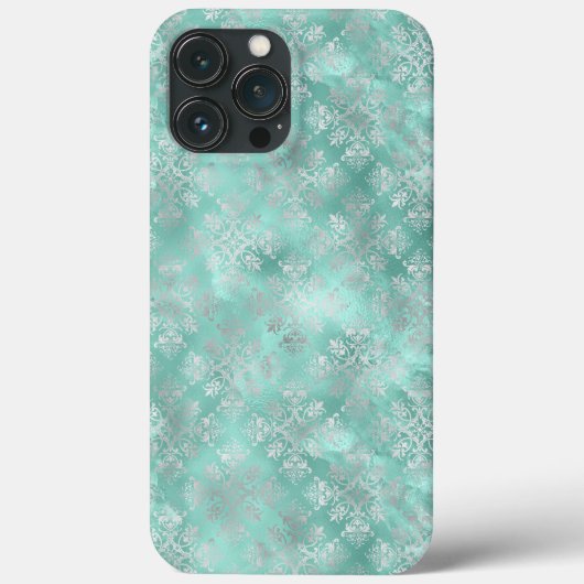 Aqua en Silver Pattern Case-Mate iPhone Case (Achterkant)