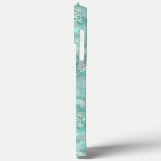Aqua en Silver Pattern Case-Mate iPhone Case (Achterkant / Links)