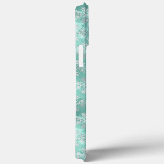 Aqua en Silver Pattern Case-Mate iPhone Case (Achterkant / Rechts)