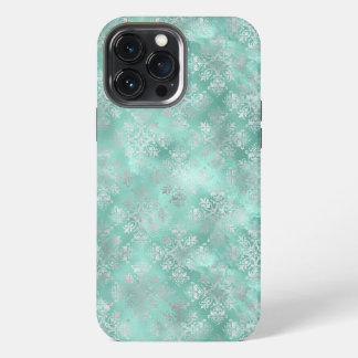 Aqua en Silver Pattern iPhone 13 Pro Max Hoesje