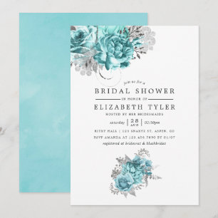 Aqua en Silver Shabby Rozen Vrijgezellenfeest Kaart