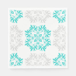 Aqua en Soft Grey Fancy Patroon Papier servetten