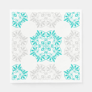 Aqua en Soft Grey Fancy Patroon Papier servetten
