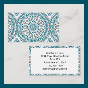 Aqua en Tan Mandala Patroonontwerp Visitekaartje