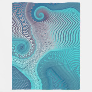 Aqua en Taupe Oceanic Swirls Abstract Fleece Deken