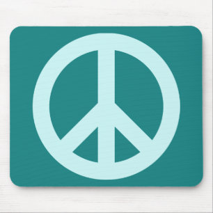 Aqua en Teal Vredessymbool Muismat