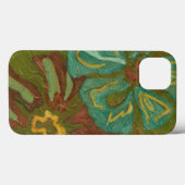 Aqua en verbrand Oranje bloemen op groene achtergr Case-Mate iPhone Case (Achterkant (horizontaal))