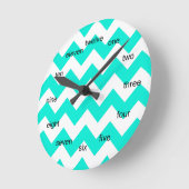Aqua en White Chevron Pattern Ronde Klok (Hoek)