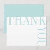 Aqua en White Moderne Grote Tekst Dank u Bedankkaart (Voorkant / Achterkant)