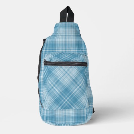 Aqua en White Plaid Sling Bag (Voorkant)