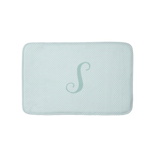 Aqua en White Polka Dot Monogrammed Bath Mat (Voorkant)