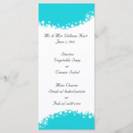 Aqua en White Snowflake Receptie Menu