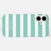 Aqua en wit klassieke strepen monogram Case-Mate iPhone case (Achterkant (horizontaal))