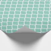 Aqua en wit Marokkaans Quatrefoil Cadeaupapier (Hoek)