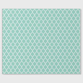 Aqua en wit Marokkaans Quatrefoil Cadeaupapier (Vlak)