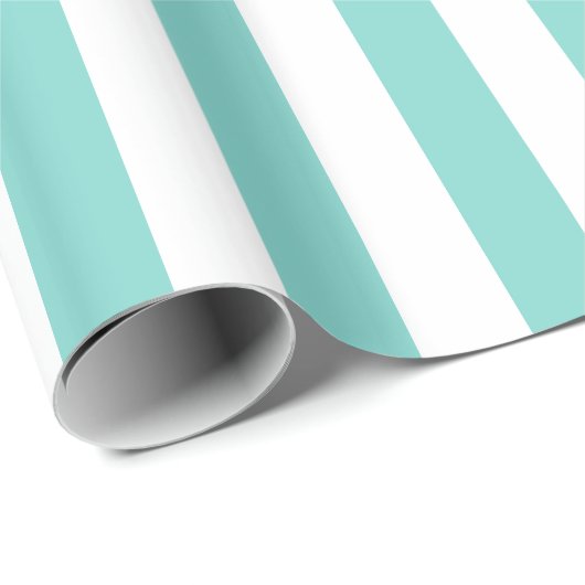 Aqua en Wit XL Stripe Patroon H Cadeaupapier (Rol Hoek)