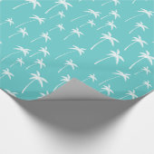 Aqua en witte palmbomen cadeaupapier (Hoek)