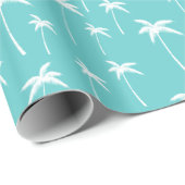 Aqua en witte palmbomen cadeaupapier (Rol Hoek)