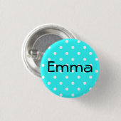 Aqua en Witte Polka Dot gepersonaliseerd Ronde Button 3,2 Cm (Voorkant /achterkant)