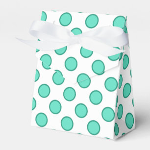 Aqua en witte polka stippen gunst doos bedankdoosjes