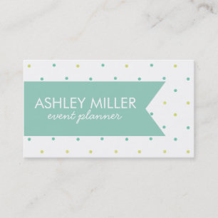 Aqua en Yellow Polka Dot Ribbon Visitekaartje