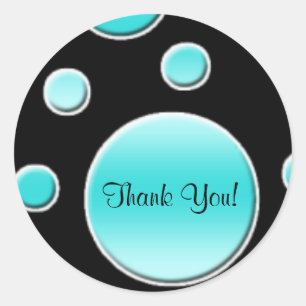 Aqua en Zwart 1,5"Ronde Dank u Sticker