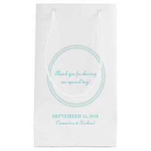 Aqua Encirled Ronde Wedding Gift Bag Klein Cadeauzakje