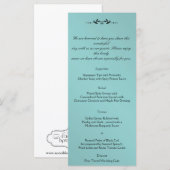 Aqua et Black Elegant Wedding Menu (Devant / Derrière)