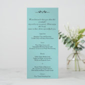 Aqua et Black Elegant Wedding Menu (Debout devant)