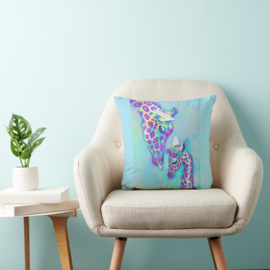 aqua et coussin pourpre de girafe (Chaise)