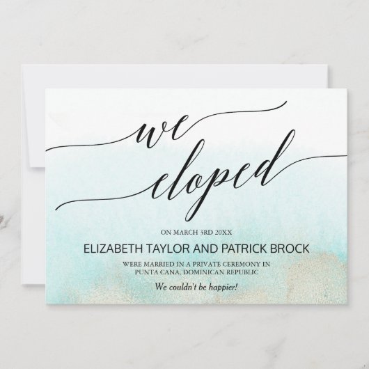 Aqua et Gold Beach Elopement Faire-part (Devant)