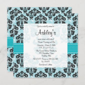 Aqua et invitations noires de sweet sixteen de (Devant / Derrière)