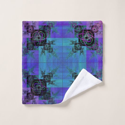 Aqua et Lilac Drapeau fractal Joy (Gant de toilette)