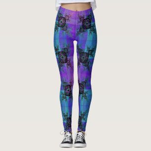 Aqua et Lilac Joyeux fractal Leggings